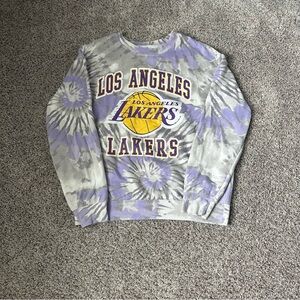 Los Angeles Lakers purple and white tie dye sweatshirt
